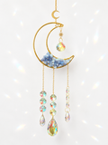 Attrape-soleil grande lune en aigue-marine – Suncatcher fait main décoration bien-être