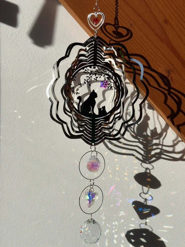 Attrape-soleil famille de chats – Un amour qui illumine chaque jour – Suncatcher fait main