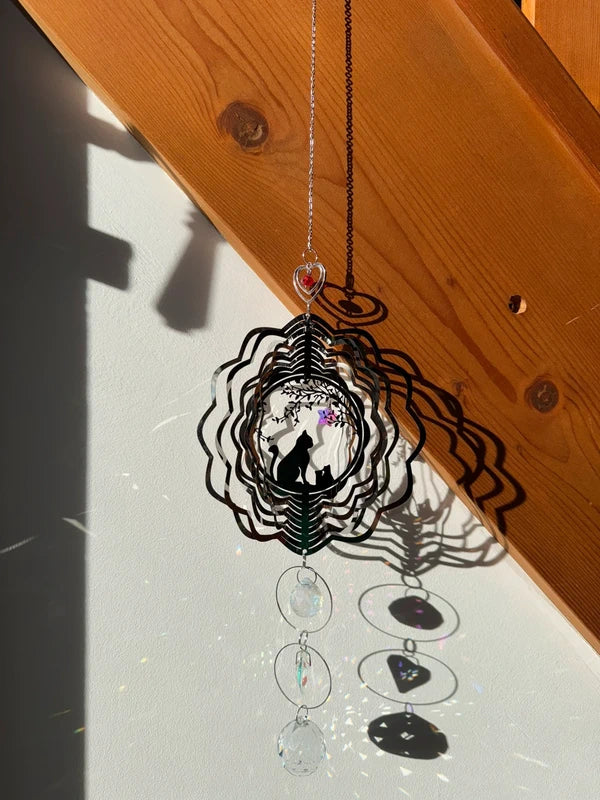 Attrape-soleil famille de chats – Un amour qui illumine chaque jour – Suncatcher fait main