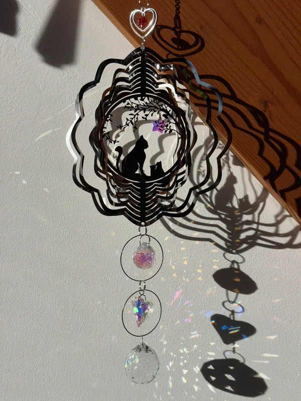 Attrape-soleil famille de chats – Un amour qui illumine chaque jour – Suncatcher fait main