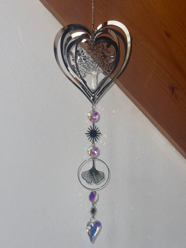 Attrape-soleil arbre de vie cœur – Amour, harmonie et lumière - Suncatcher fait main