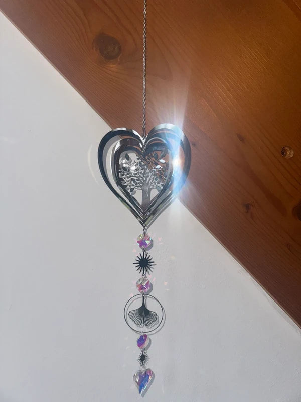 Attrape-soleil arbre de vie cœur – Amour, harmonie et lumière - Suncatcher fait main