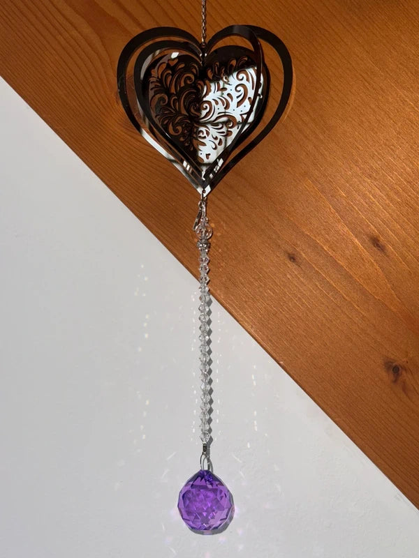Attrape-soleil cœur violet – Lumière apaisante et énergie positive