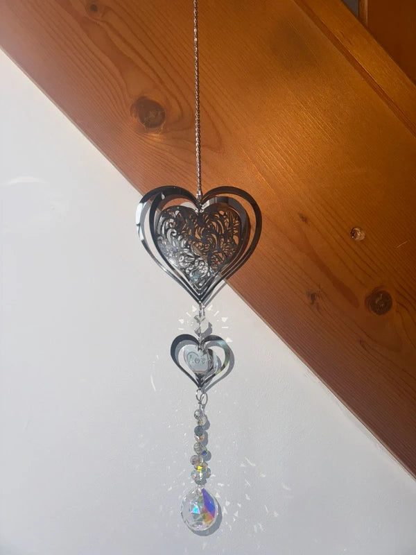 Attrape-soleil cœur Love – Décoration lumineuse romantique - Suncatcher fait main décoration fenêtre lumineuse