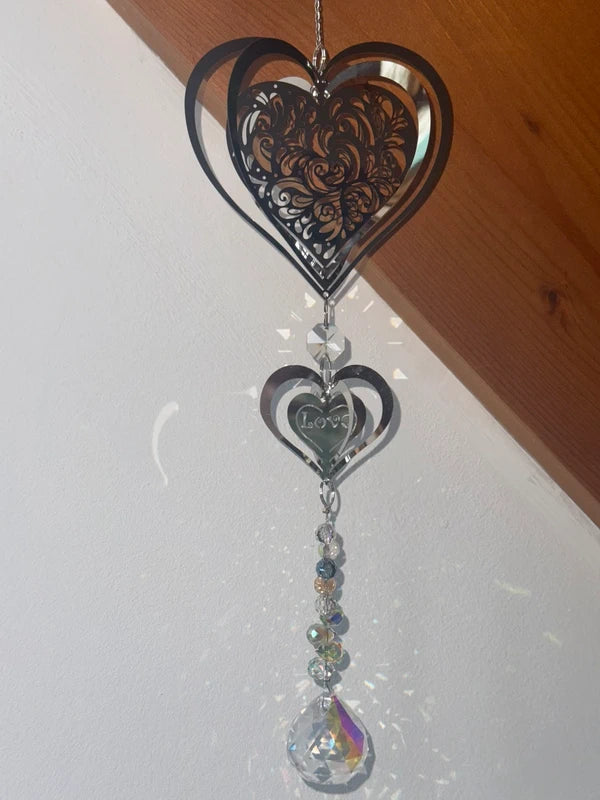Attrape-soleil cœur Love – Décoration lumineuse romantique - Suncatcher fait main décoration fenêtre lumineuse