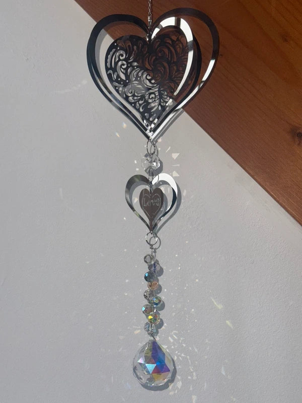 Attrape-soleil cœur Love – Décoration lumineuse romantique - Suncatcher fait main décoration fenêtre lumineuse