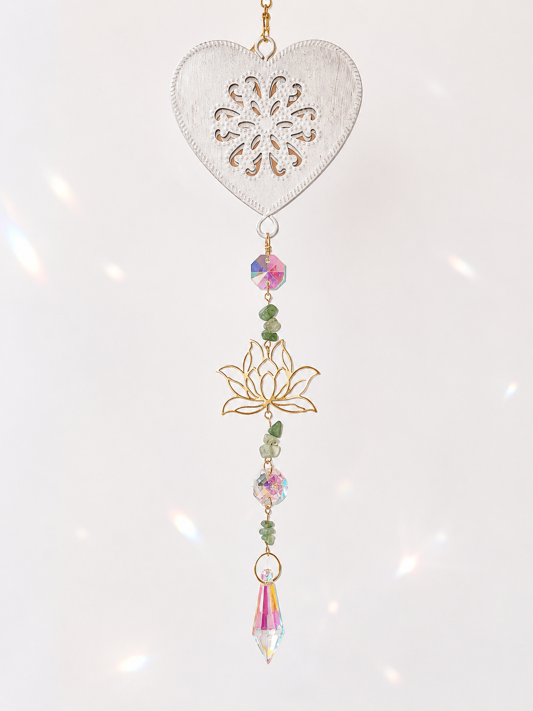 🌸✨ Jardin de Lumière – Cœur Fleuri, Lotus Doré et Aventurine ✨🌸