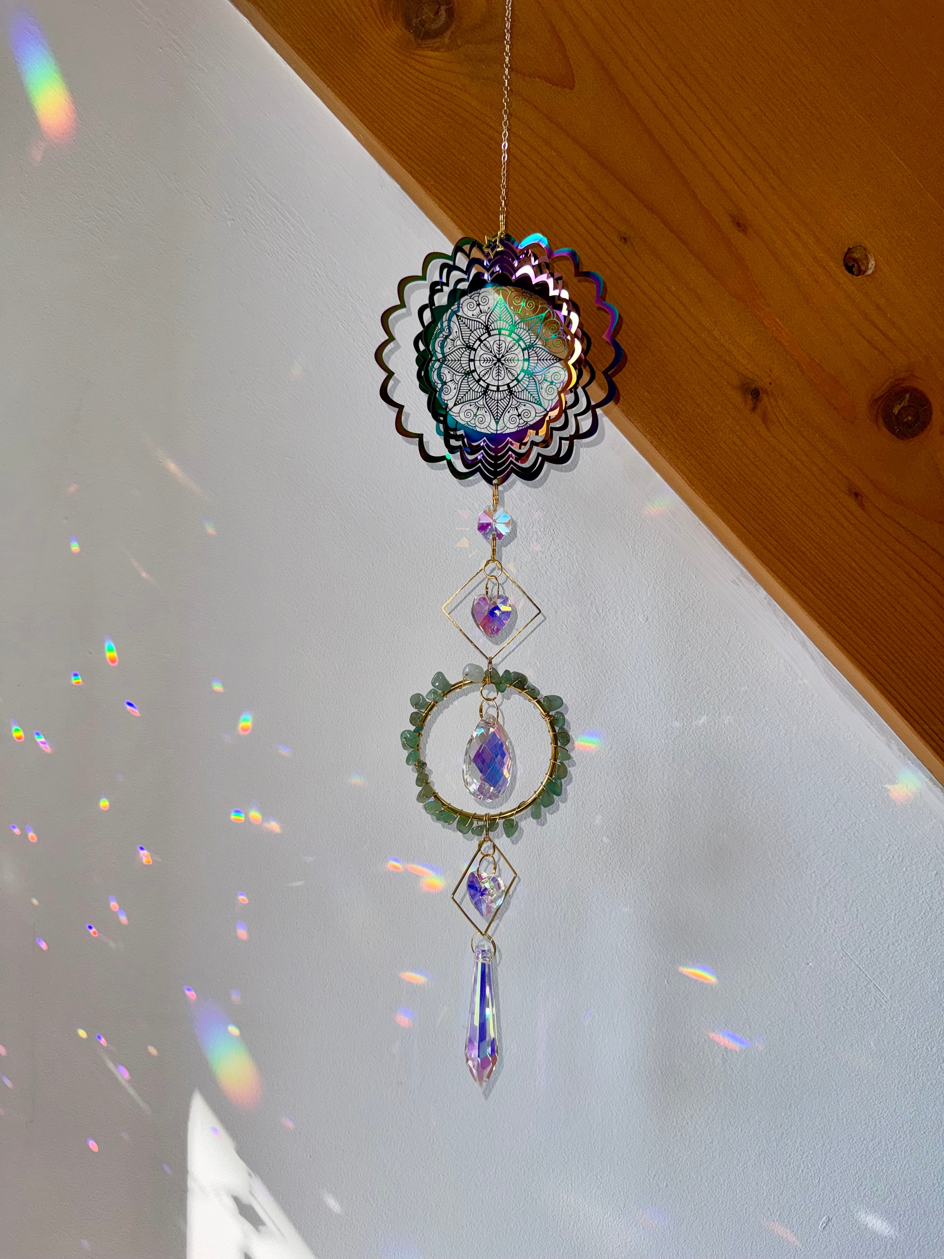 Flower of Life Suncatcher with Aventurine Stones – Light & Abundance